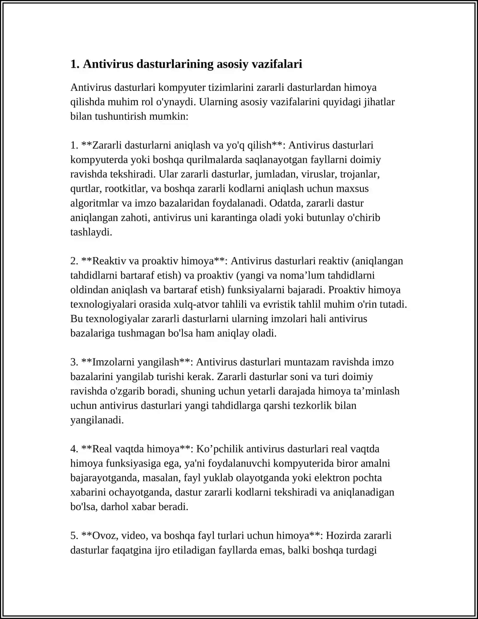 AXBOROTNI FOYDALANUVCHANLIGINI TA'MINLASHDA ANTIVIRUS VOSITALARINING O'RNI 3