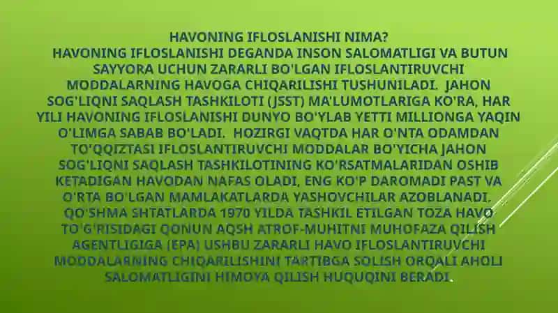 Havoning ifloslanishi bo'yicha boshqaruv siyosati 3