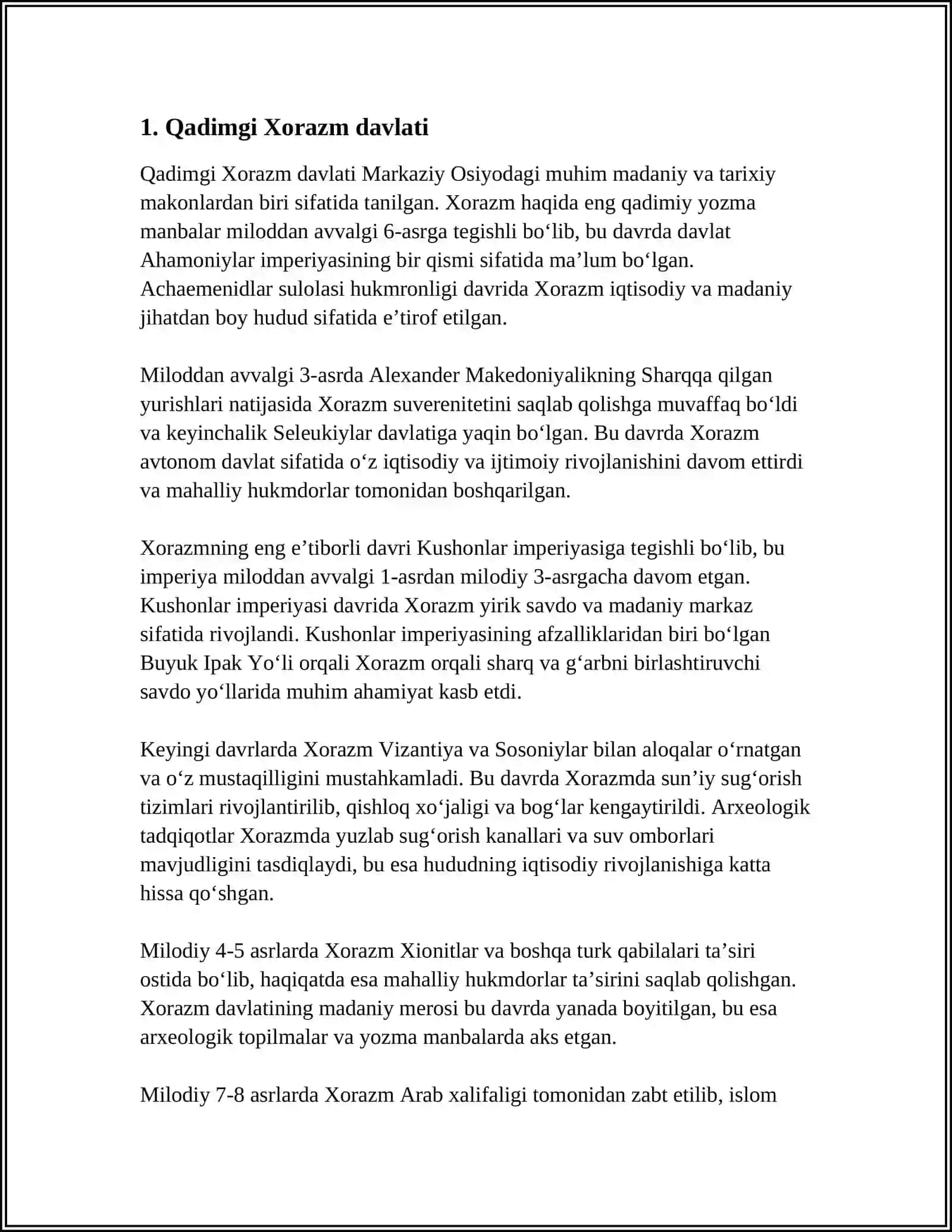 O‘ZBEK DAVLATCHILIGINING TARIXIY BOSQICHLARI (O‘ZBEKISTON HUDUDIDAGI DAVLATLAR TARIXI MISOLIDA) 3