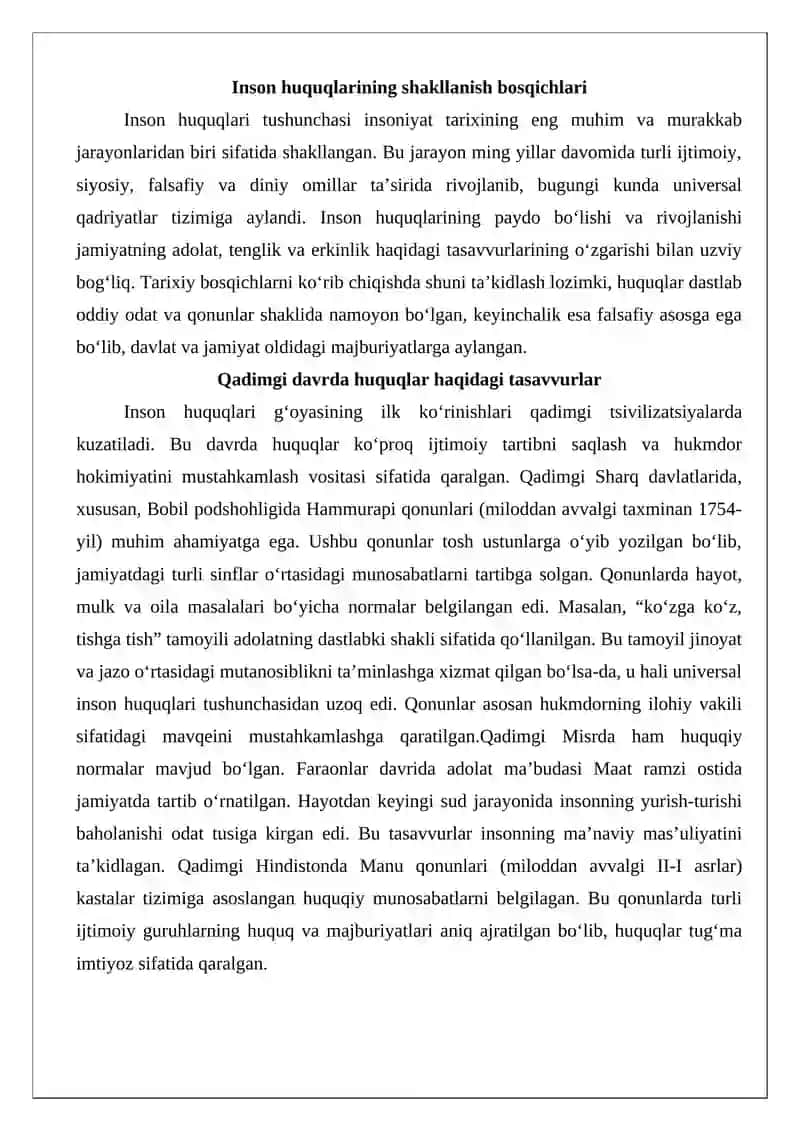 Insonning shaxsiy, siyosiy, ijtimoiy va iqtisodiy huquqlarining tarixiy rivojlanishi 3