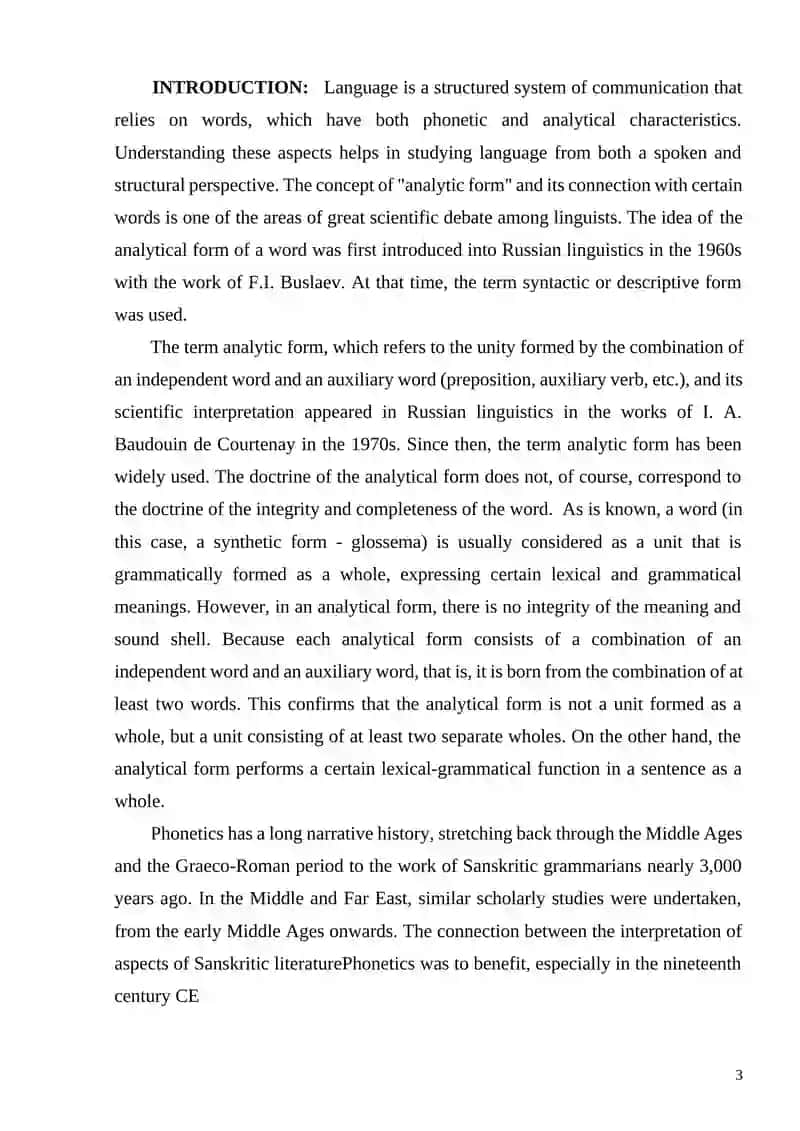 Course Work on Theoritical Aspect of Language 3