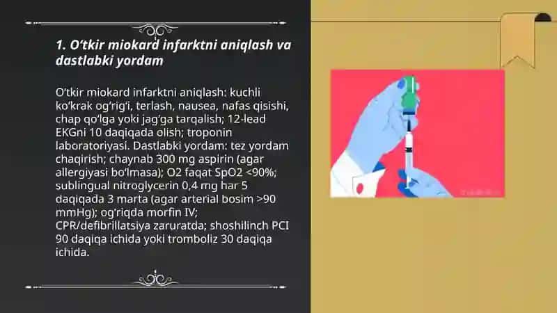 Oʻtkir miokard infarktni aniqlash va dastlabki yordam 3