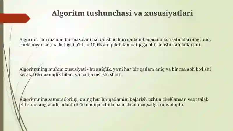 Algoritm va dasturlash. Algoritm turlari 3