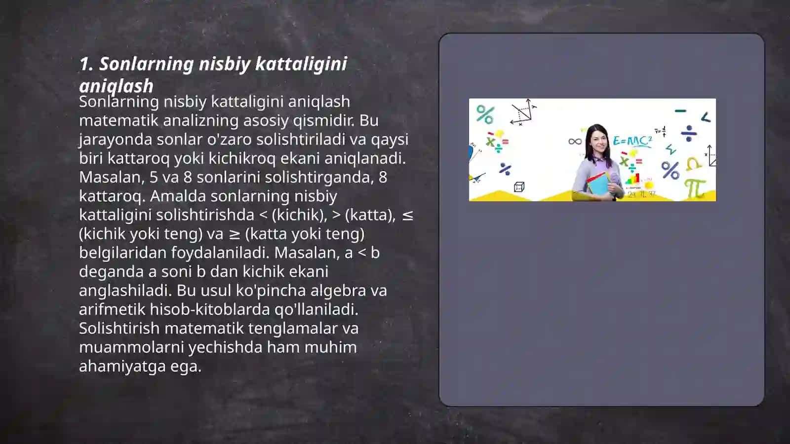 Sonlar bilan ishlash: 1 dan 20 gacha bo'lgan sonlarni taqqoslash va qo'shish 3