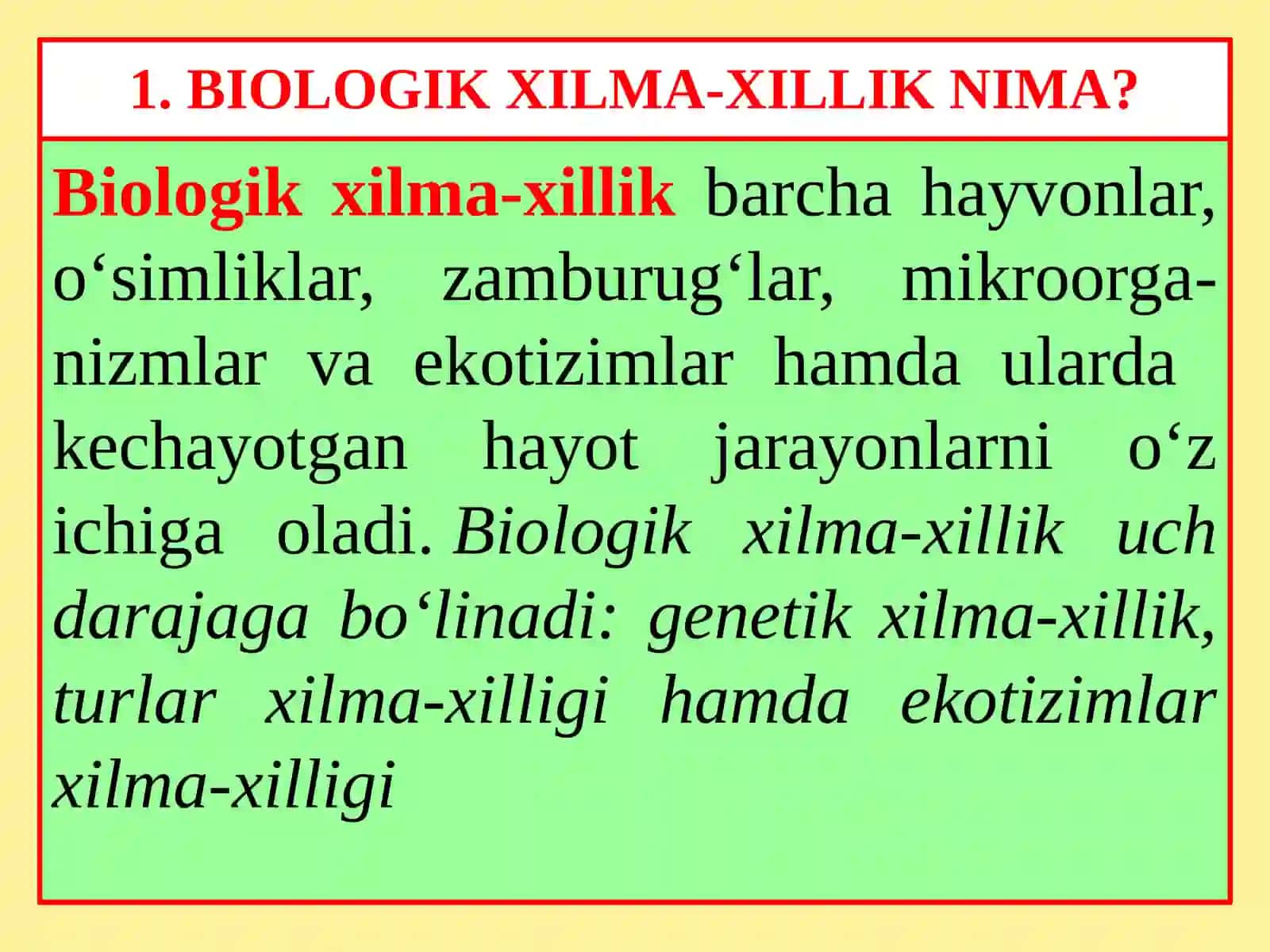 Ekotizimlar va biologik xilma-xillik 3