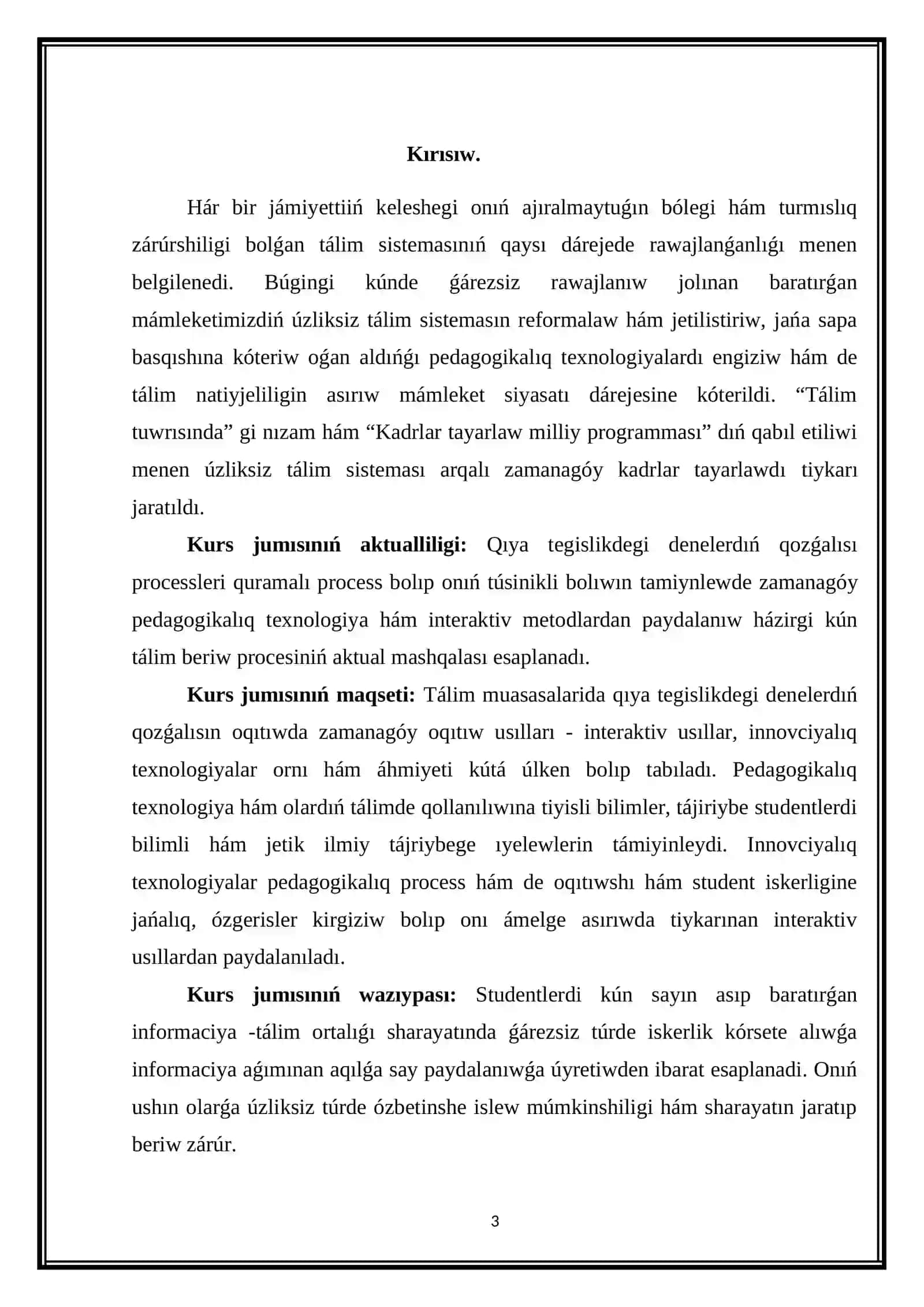 Fizika hám astronomiya oqıtıw metodikası qánigeligi 3A-kurs studenti Jumabaeva Malikanıń 3