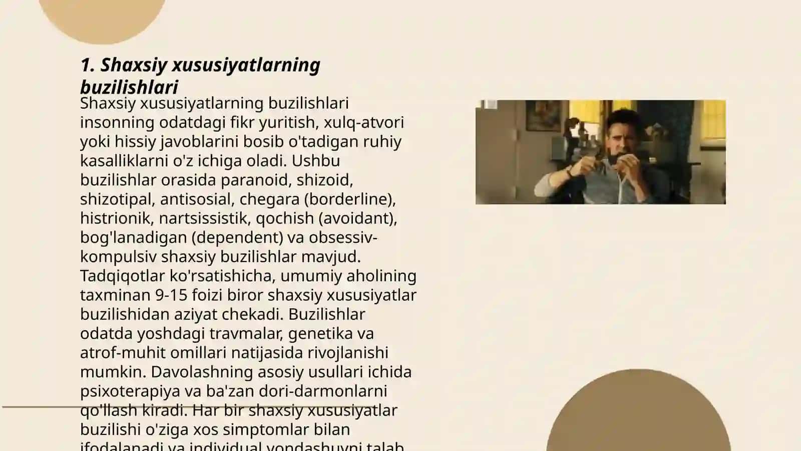 Umumiy psixopatiyalar. Shaxs. Shaxs patologiyalari 3