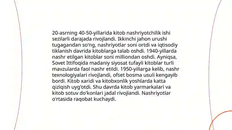 20 asrning 40-50 yillarida kitob nashiryotchilik ishi 3