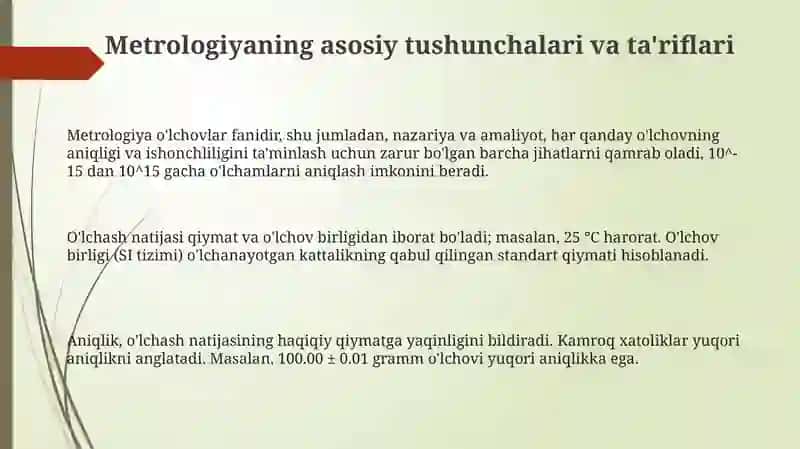 Metrologiyaning asosiy postulatlari 3