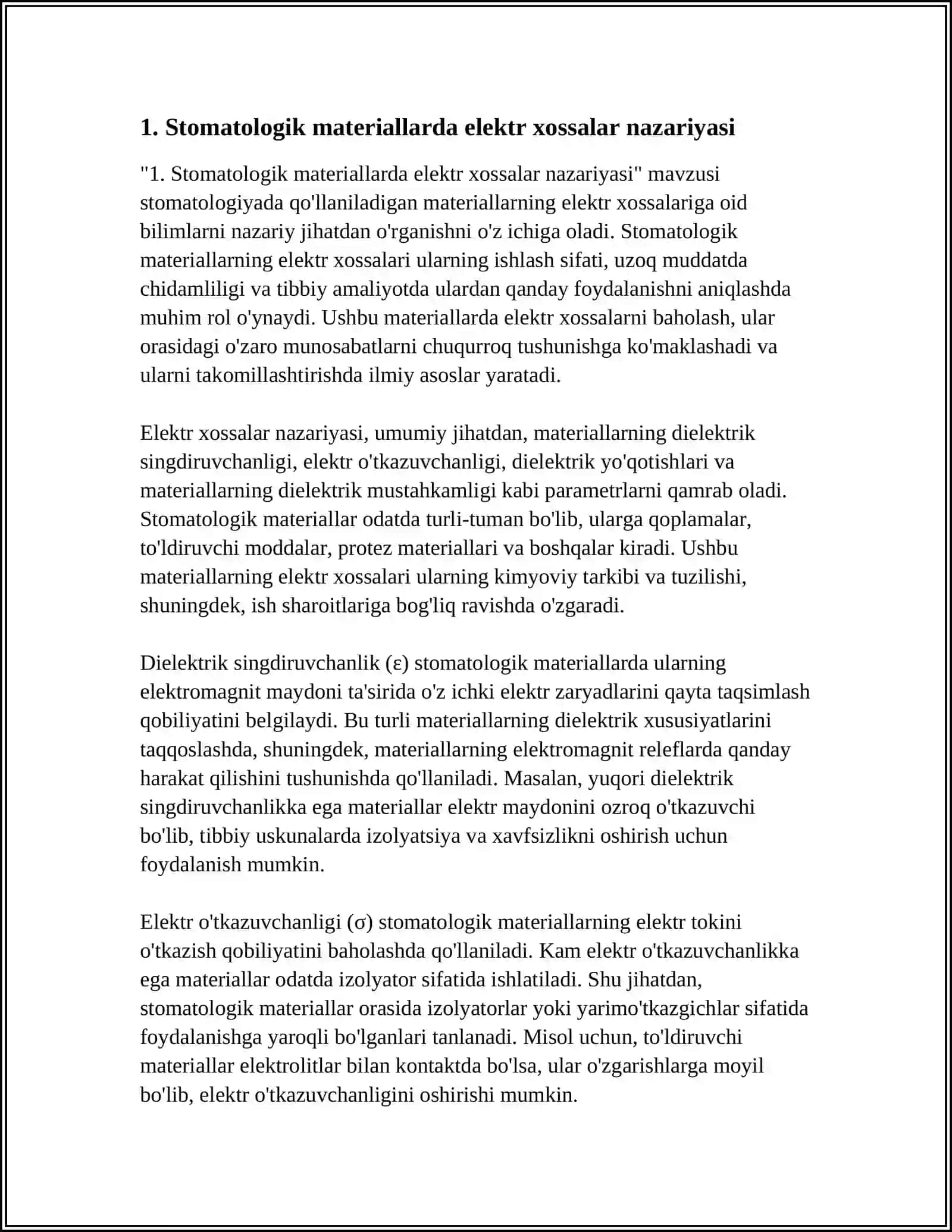 STOMATOLOGIK MATERIALLARNING ELEKTR XOSSALARINI ANIQLASH USULLARI 3
