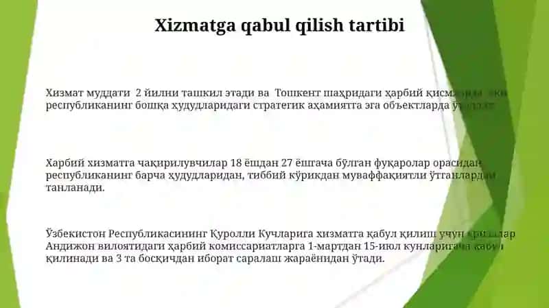Oʻzbekiston Respublikasi Milliy Gvardiyasi Xizmat Koʻrsatish Shartlari va Qoidalari 3