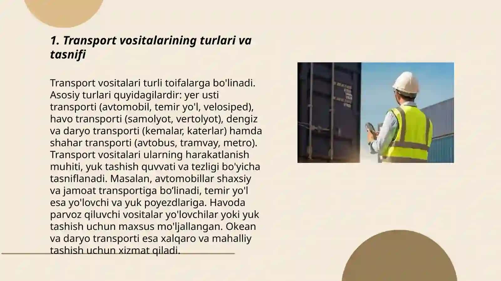 Transport vositalarining turlari va tasnifi 3
