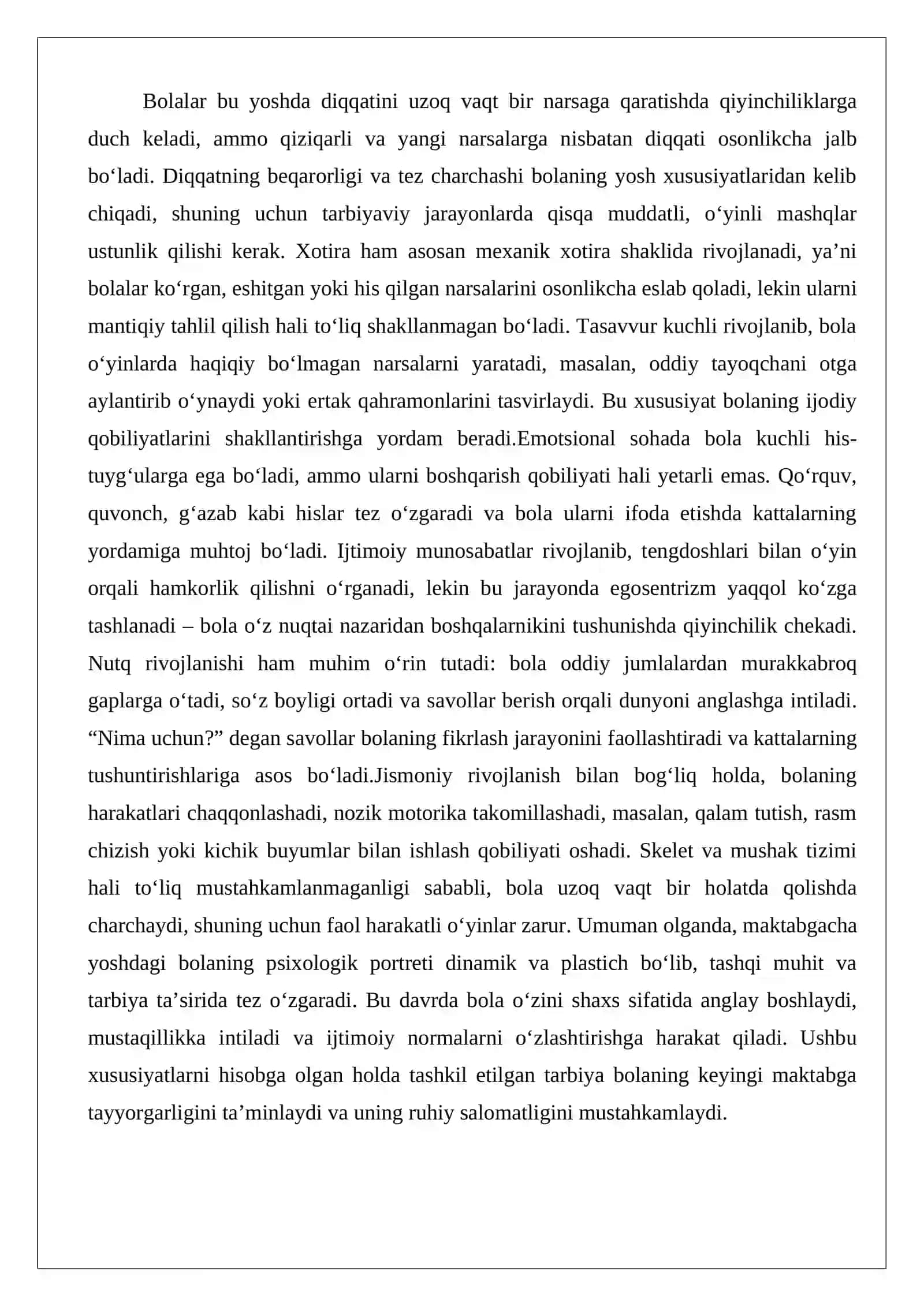 Maktabgacha tarbiya yoshidagi bolalar ruhiy rivojlanishining o‘ziga xos xususiyatlari 3