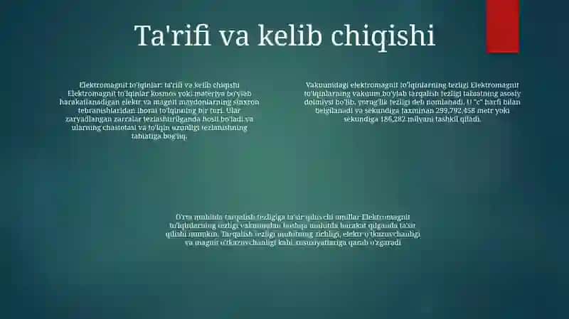 Elektromagnit ToʻLqinlarning Tarqalish Tezligi 3