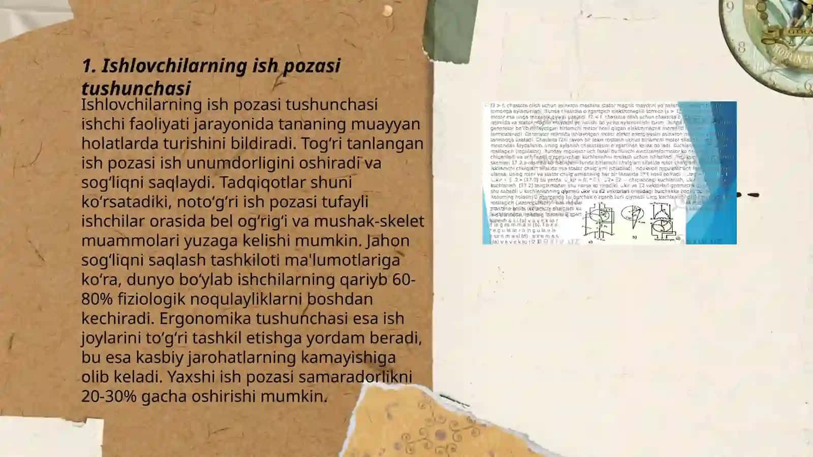 Ishlovchilarni ish pozasini gigiyenik baholash. Ish kuni xronometraji 3