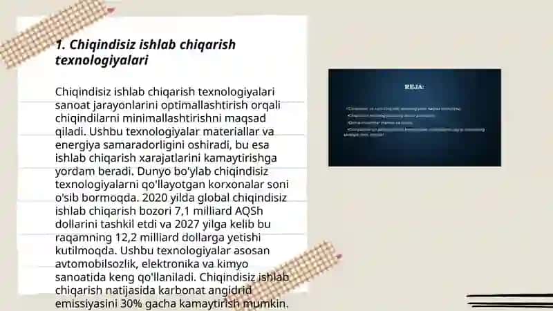 Chiqindisiz texnologiyalar yaratish 3