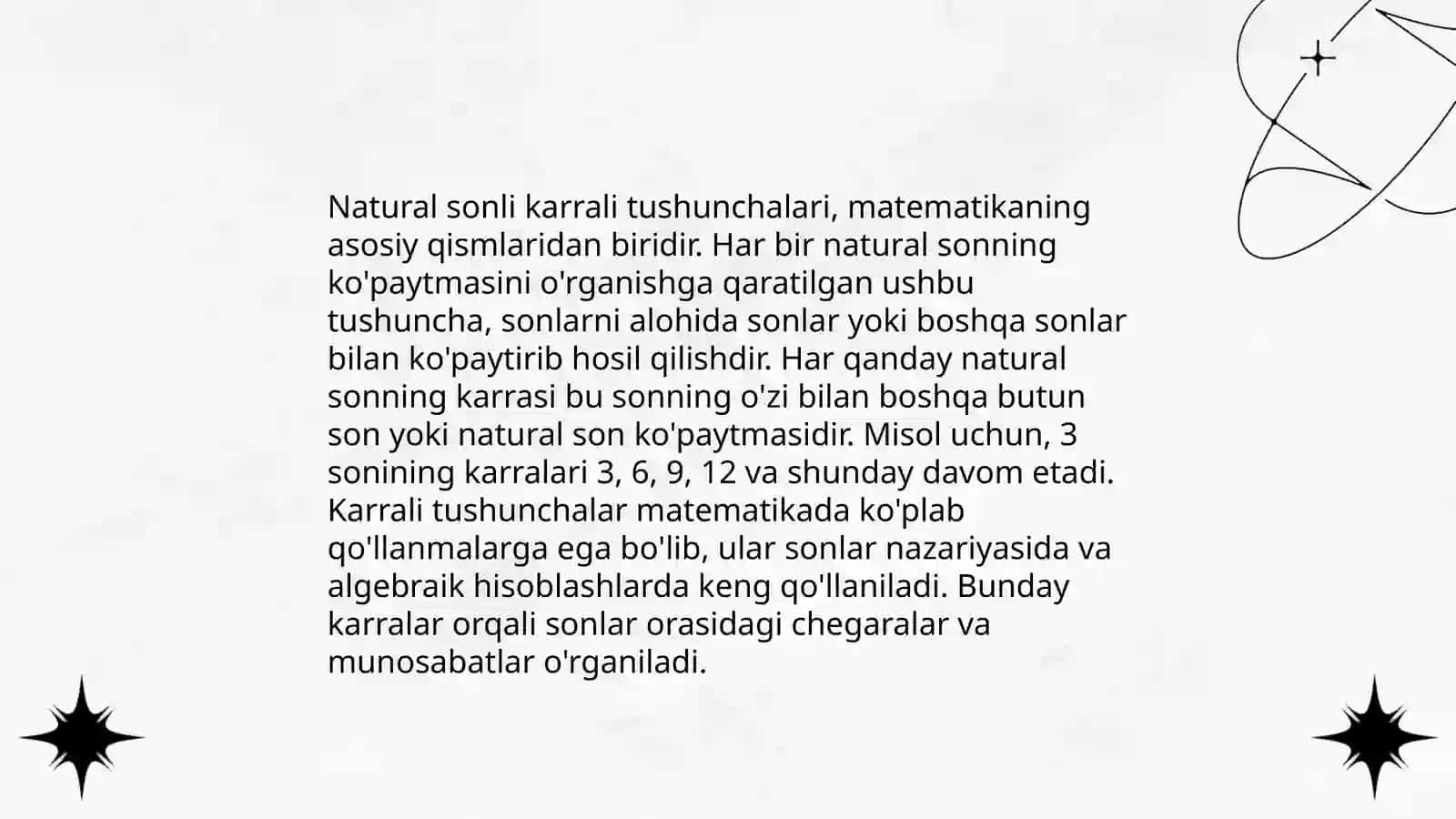 Natural sonni miqdorlarni oʻlchash natijasi sifatida karralisi nazariyasini oʻrganish 3