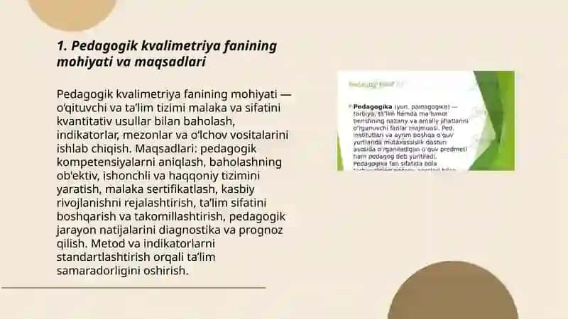 Pedagogik kvalimetriya fanining maqsadi va vazifalari 3