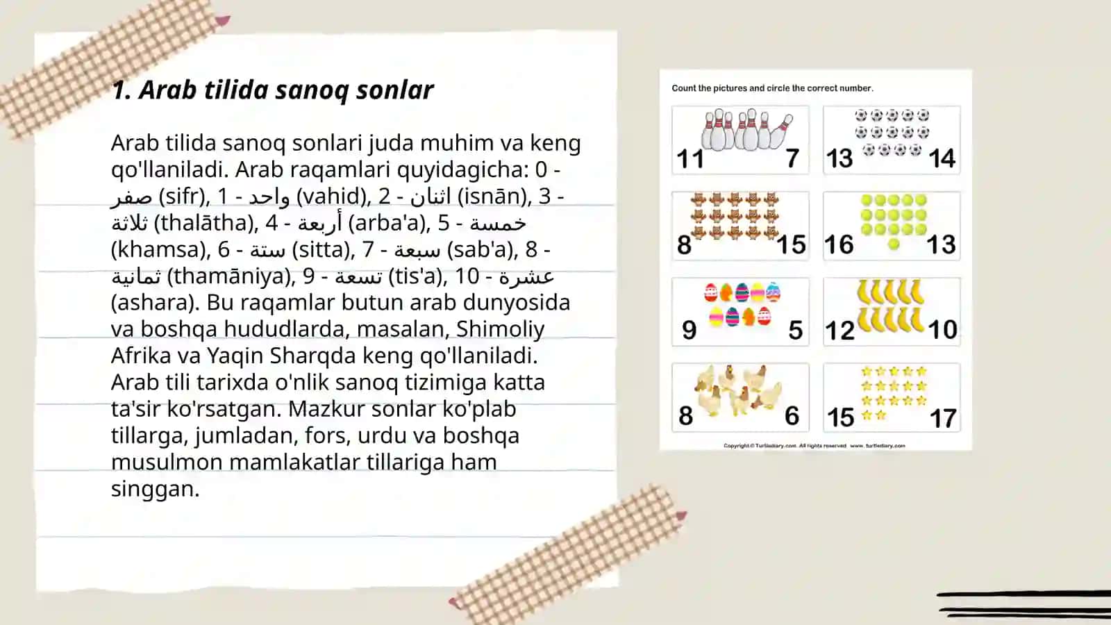 Arab tilidagi sanoq va tartib sonlar 3