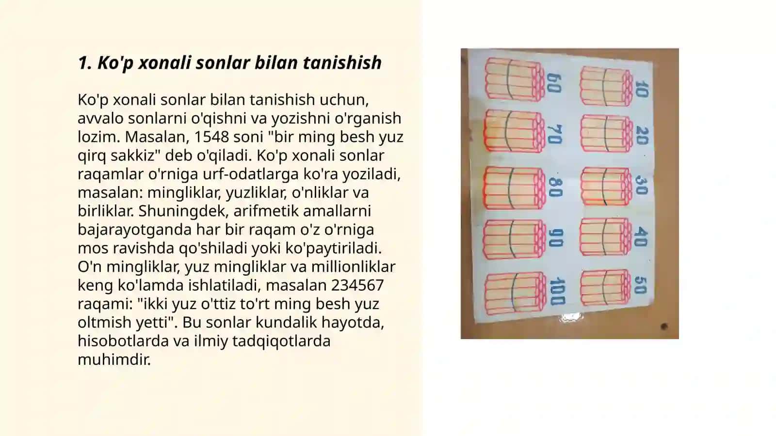 Ko'p xonali sonlarni ichida nomanfiy butun sonlarni o‘rgatish metodikasi 3
