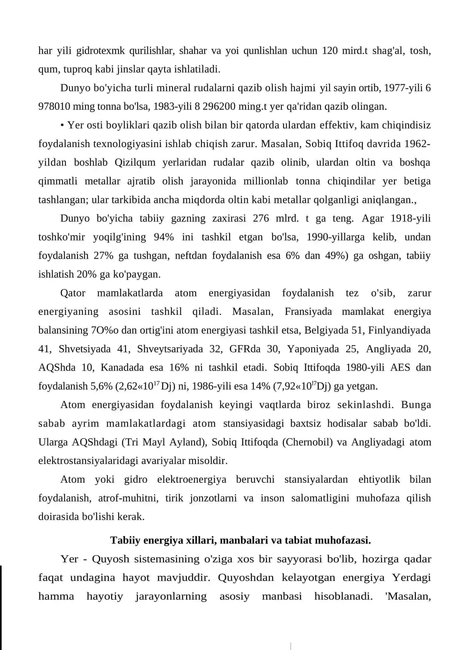 Yerning mineral xоm ashyo va energiya zaxiralari 3