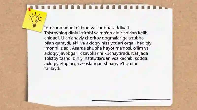 Lev Tolstoyning Iqrornoma asaridagi diniy eʼtiqodlarni tahlil qilish 3