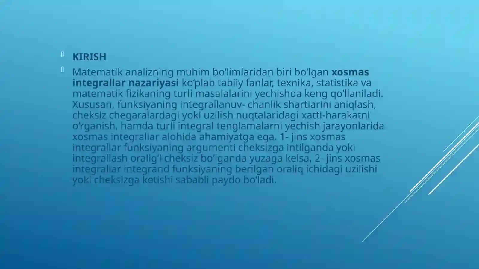 Xosmas integrallar nazariyasi 3