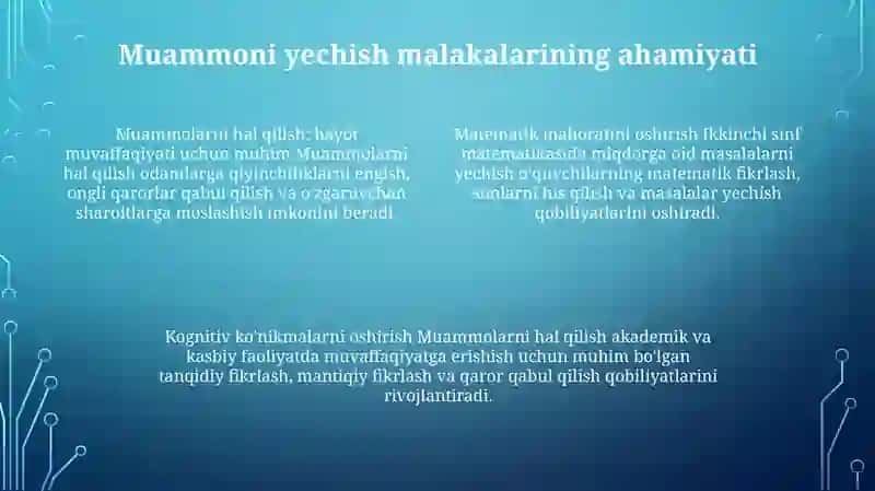 2-Sinf Matematika Darslarida Miqdorlarga Doir Masalalar Yechishga OʻRgatish 3