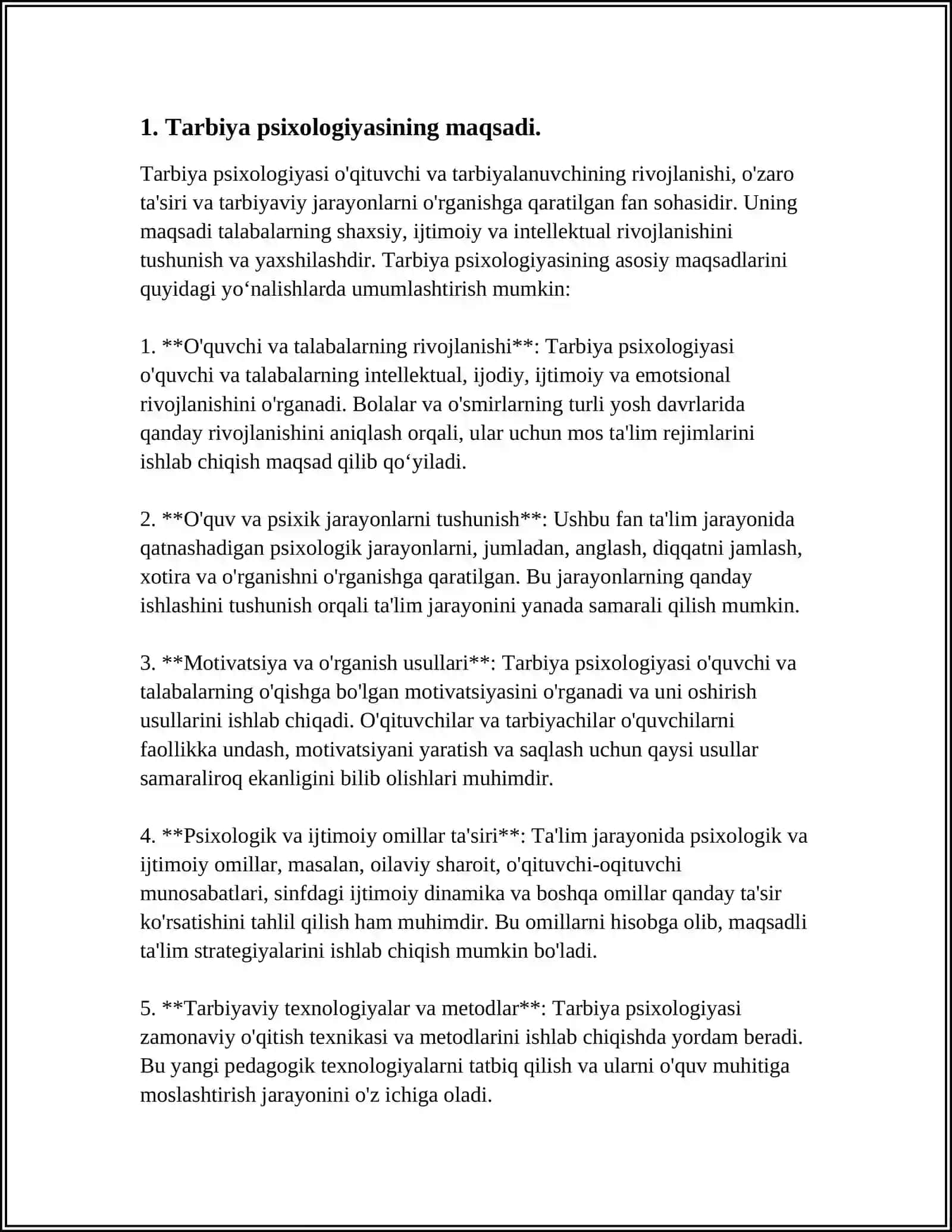 TARBIYA PSIXOLOGIYASI: MAQSADI, VOSITALARI VA METODLARI 3