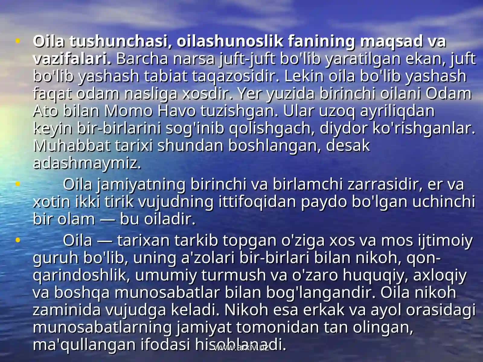 Oilashunoslik fanining maqsadi va vazifalari 3