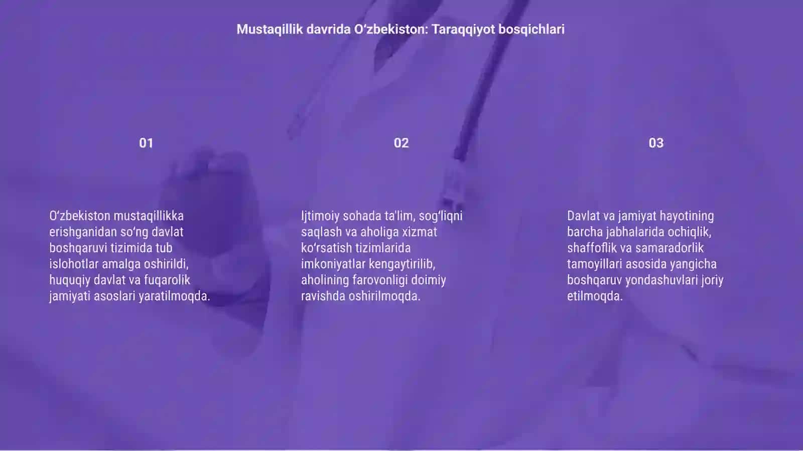 O‘zbekistonda Mustaqillik Yillarida Davlat Boshqaruvi va Ijtimoiy Sohada Amalga Oshirilayotgan Ozgarishlar 3