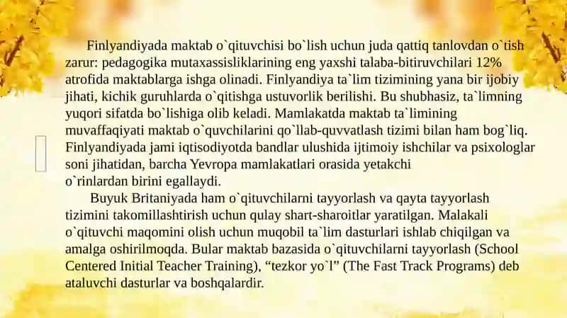 Jahon mamlakatlarida pedagog kadrlarga boʻlgan ehtiyoj va ularni tayyorlash masalalari 3