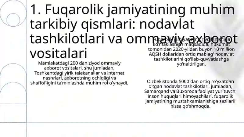 OʻZBEKISTONDA DEMOKRATIK, FUQAROLIK JAMIYATI ASOSLARINING SHAKLLANISHI 3
