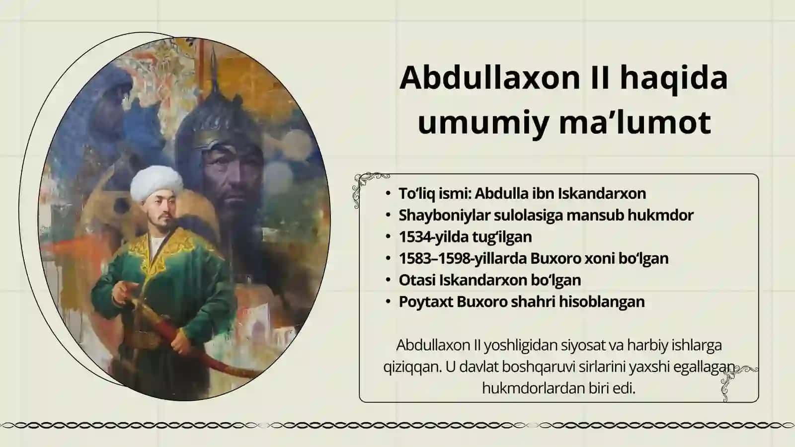 Abdullaxon II ning ichki va tashqi siyosati 3