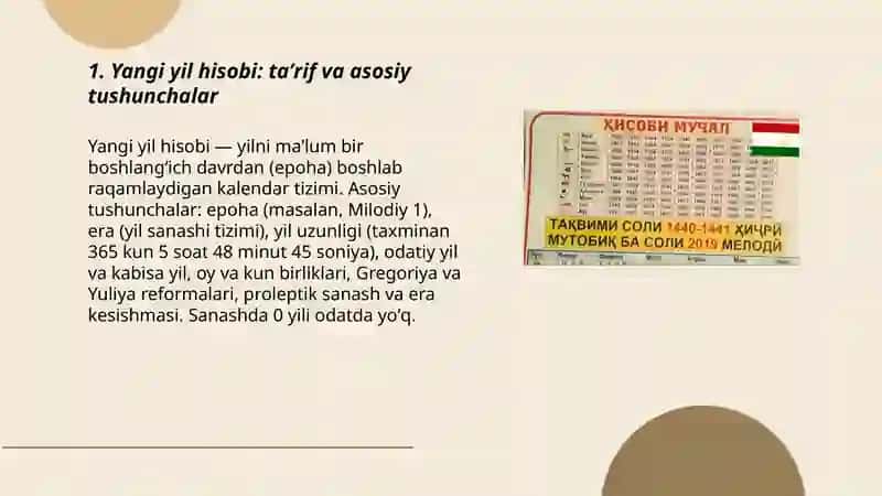Yangi va eskil yil hisobi. Muchal hisobi 3