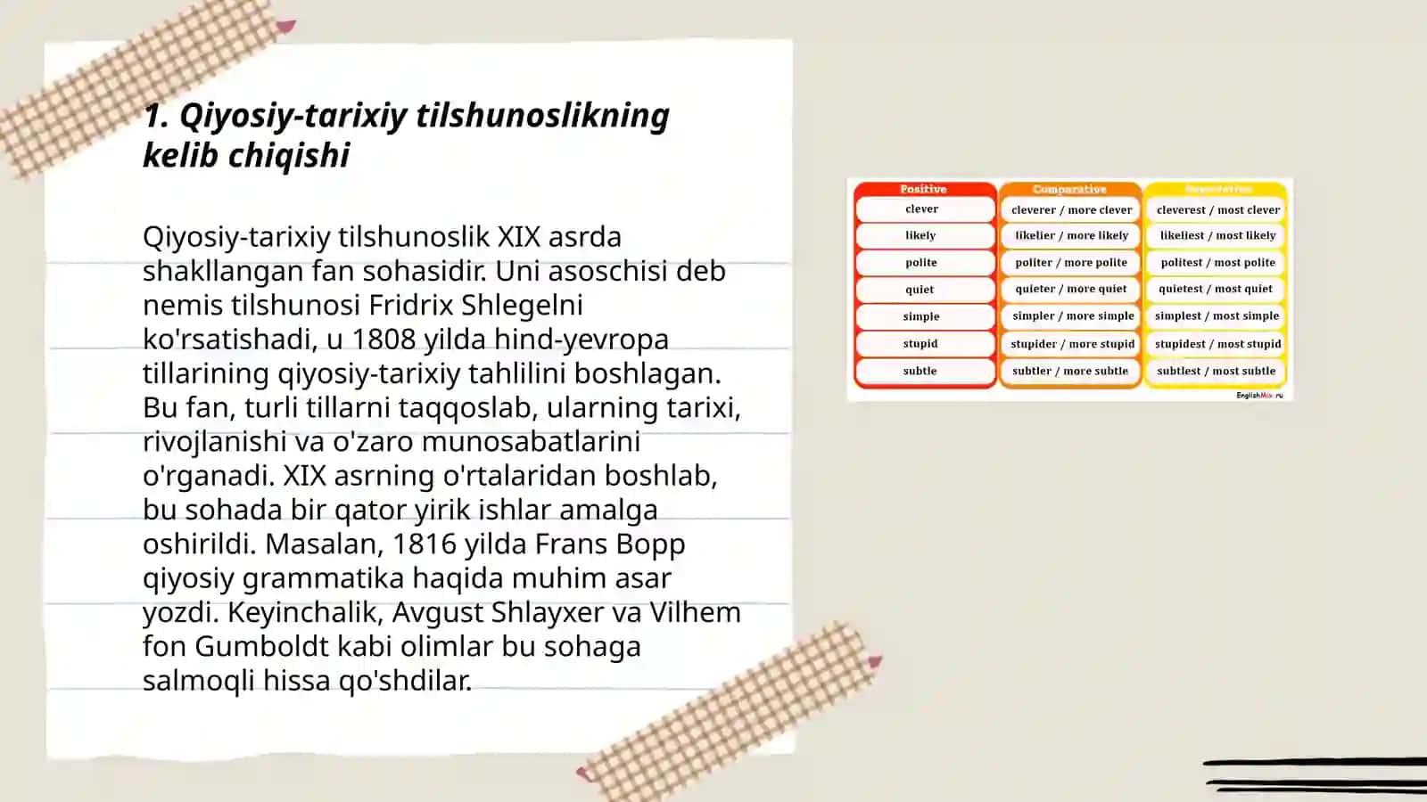 Qiyosiy-tarixiy tilshunoslikning shakllanish davrlari 3