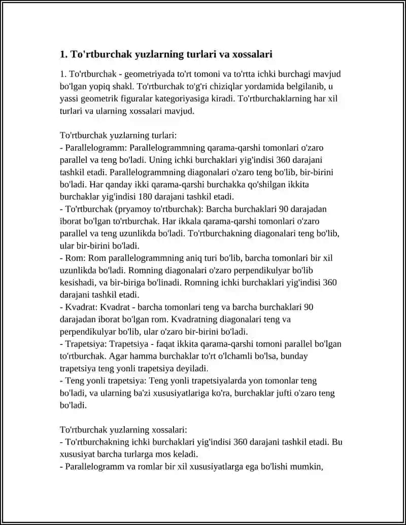 TŌRTBURCHAK UCHBURCHAK VA BOSHQA ELEMETLAR YUZLARNING 3