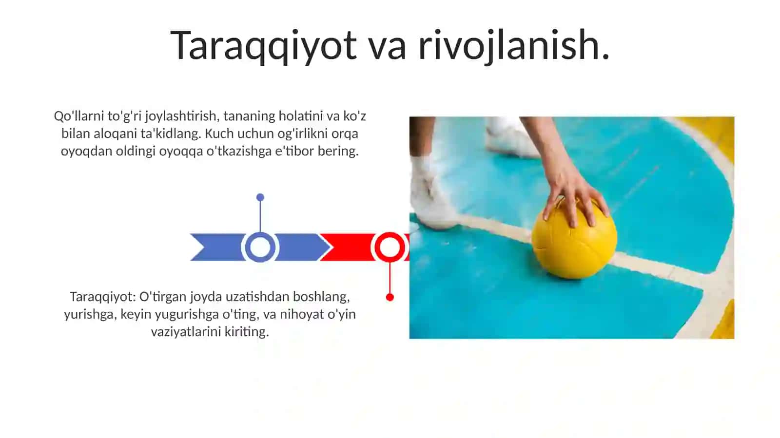 Yuqoridan ikki qo'llab to‘p uzatish va qabul qilish texnikasini o'rgatish 3