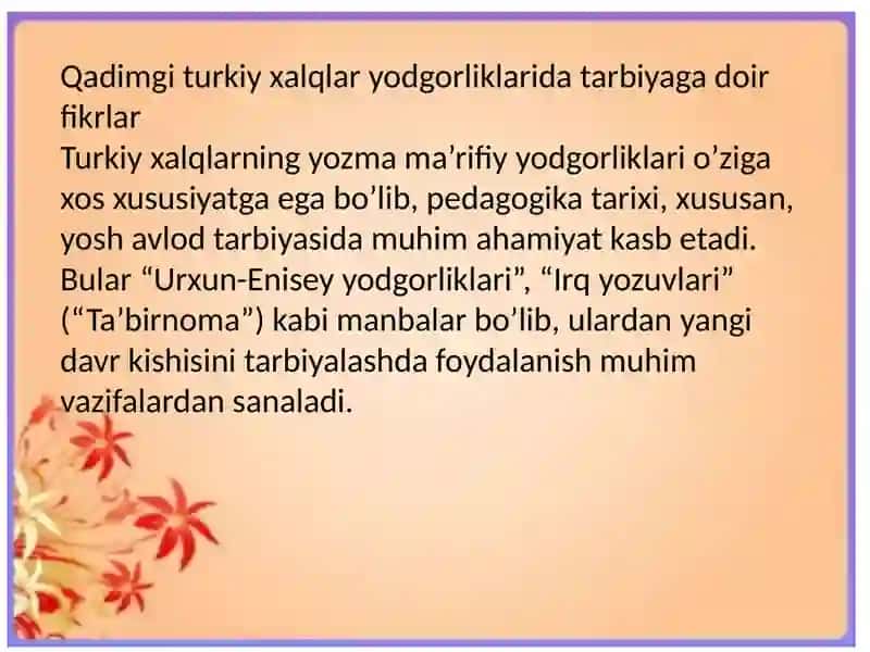 Qadimgi xalq ogʼzaki ijodlarini tarbiyalash 3