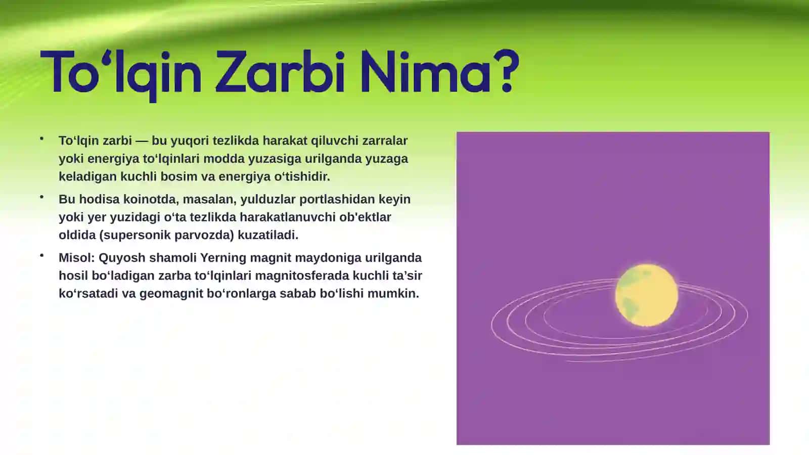 Mavzu: To‘lqin zarbi. Jabrlanish zonalari tavsifi. Yorug‘lik ajralishi. O’tuvchi nurlar. 3