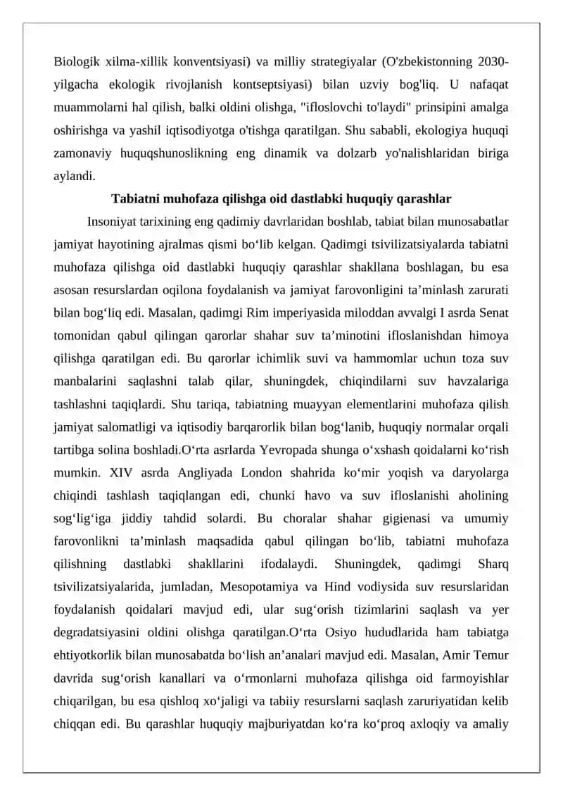 Ekologiya huquqi fanining rivojlanish tarixi 3