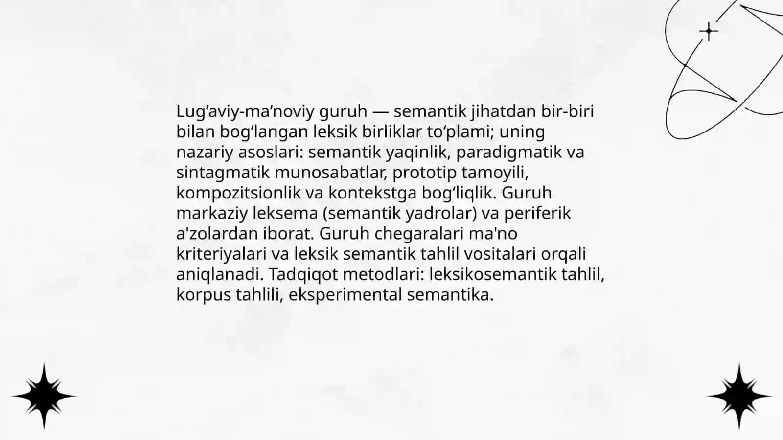 Leksik-semantik sistemalar: lug‘aviy-ma’noviy guruh, lug‘aviy-mazmuniy to‘da, lug‘aviy-mazmuniy maydon 3