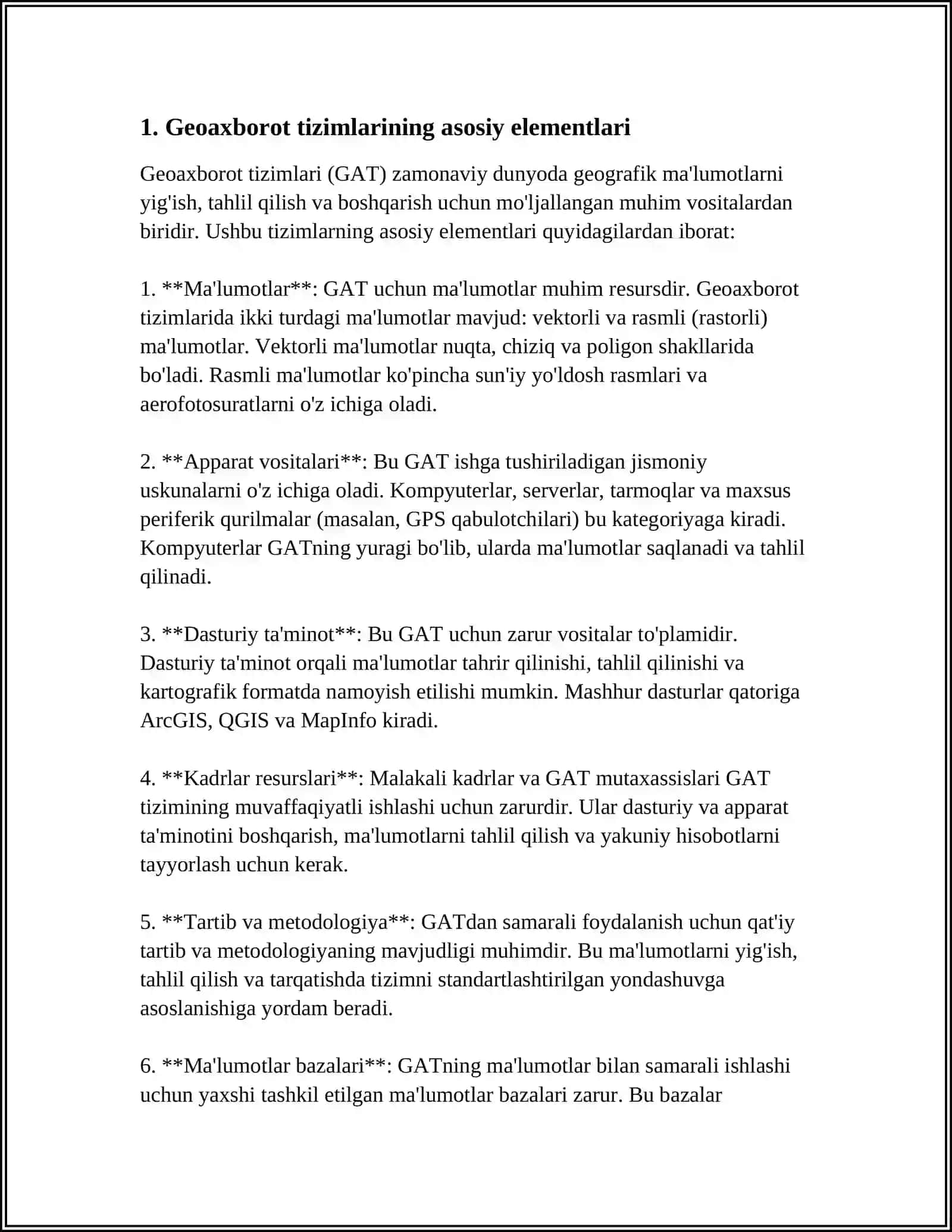 Geoaxborot tizimlarining asosiy elementlari 3
