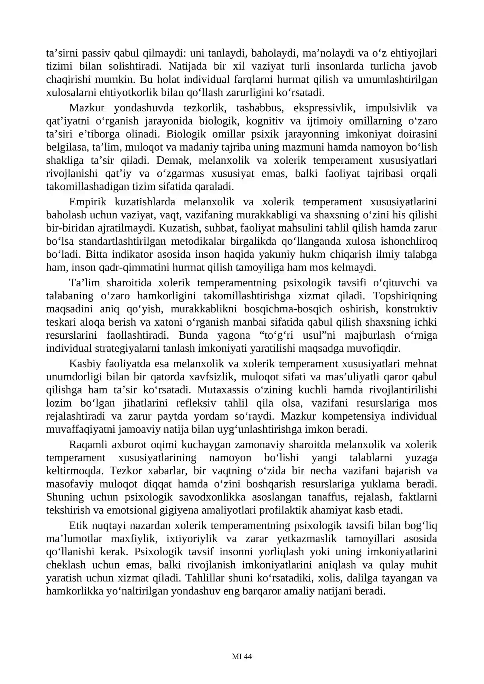 Melanxolik va xolerik toifasiga mansub insonlar va ularga xarakteristika 3