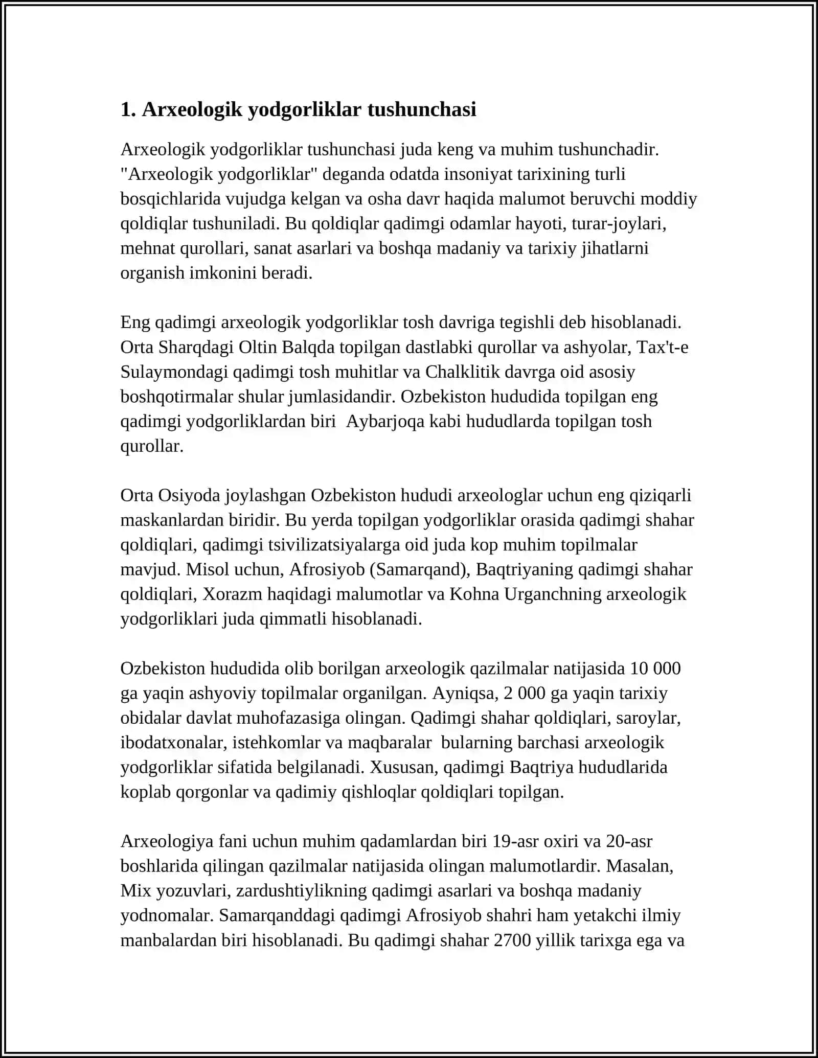ARXEOLOGIK YODGORLIKLAR VA ULARNING TURLARI 3