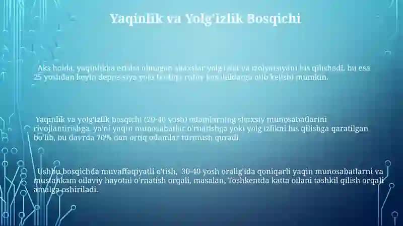 Eriksonning rivojlanish bosqichlari nazariyasi 3