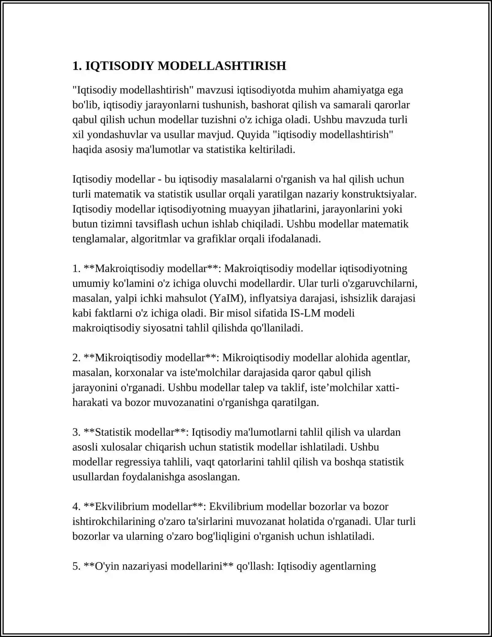 Iqtisodiy modellashtirish 3