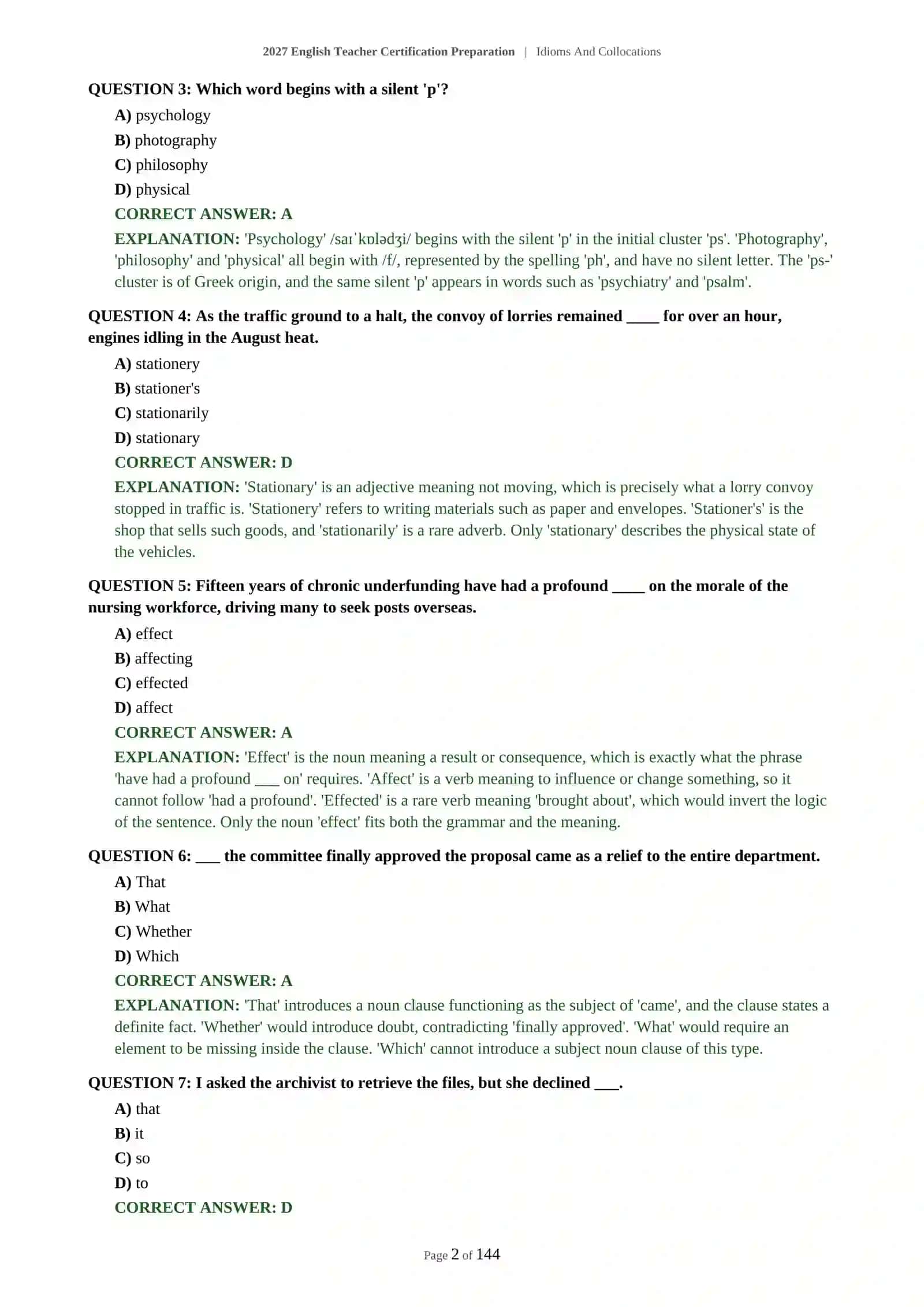 2027 English Teacher Certification Preparation | Idioms And Collocations 3