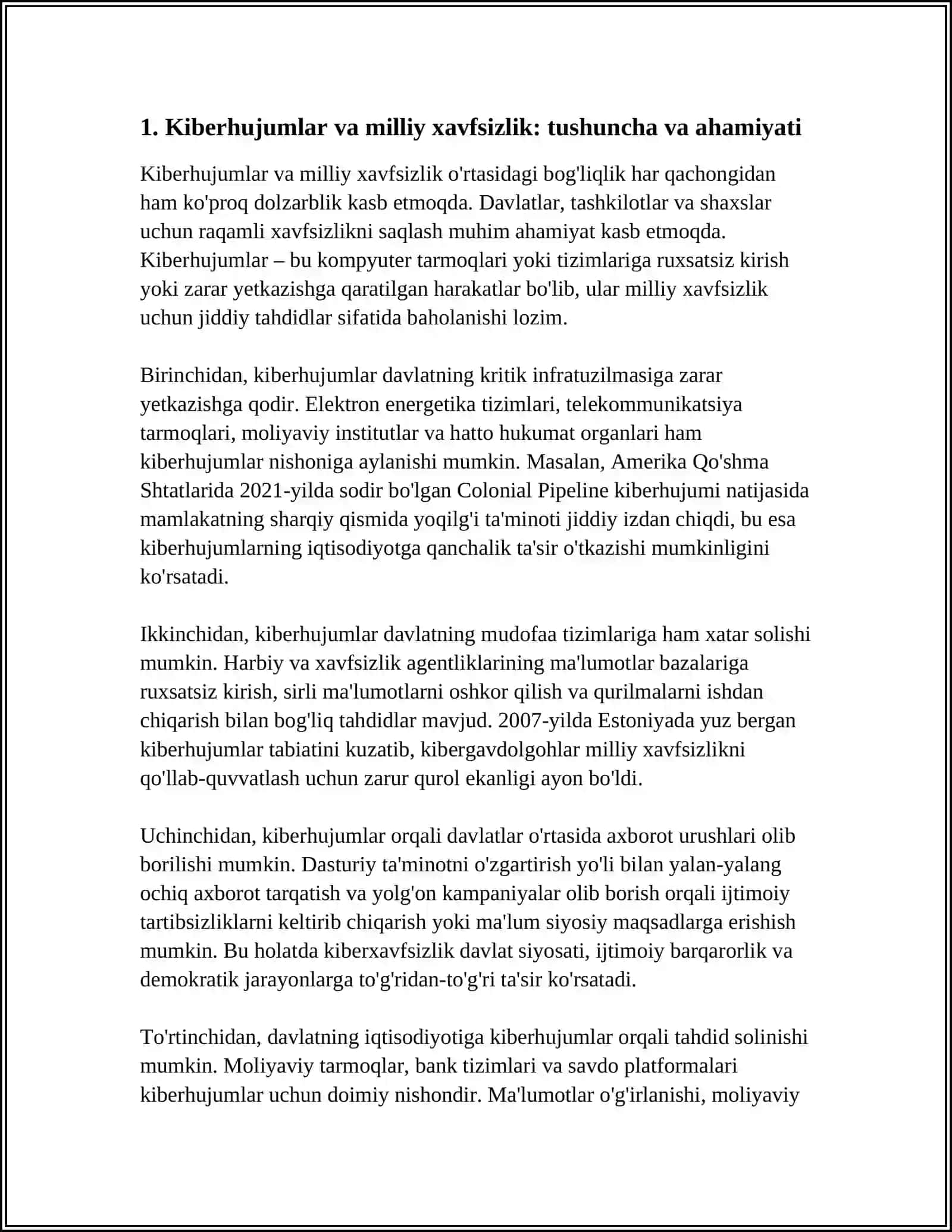 KIBERHUJUMLAR MILLIY XAVFSIZLIKKA TAHDID SIFATIDA 3