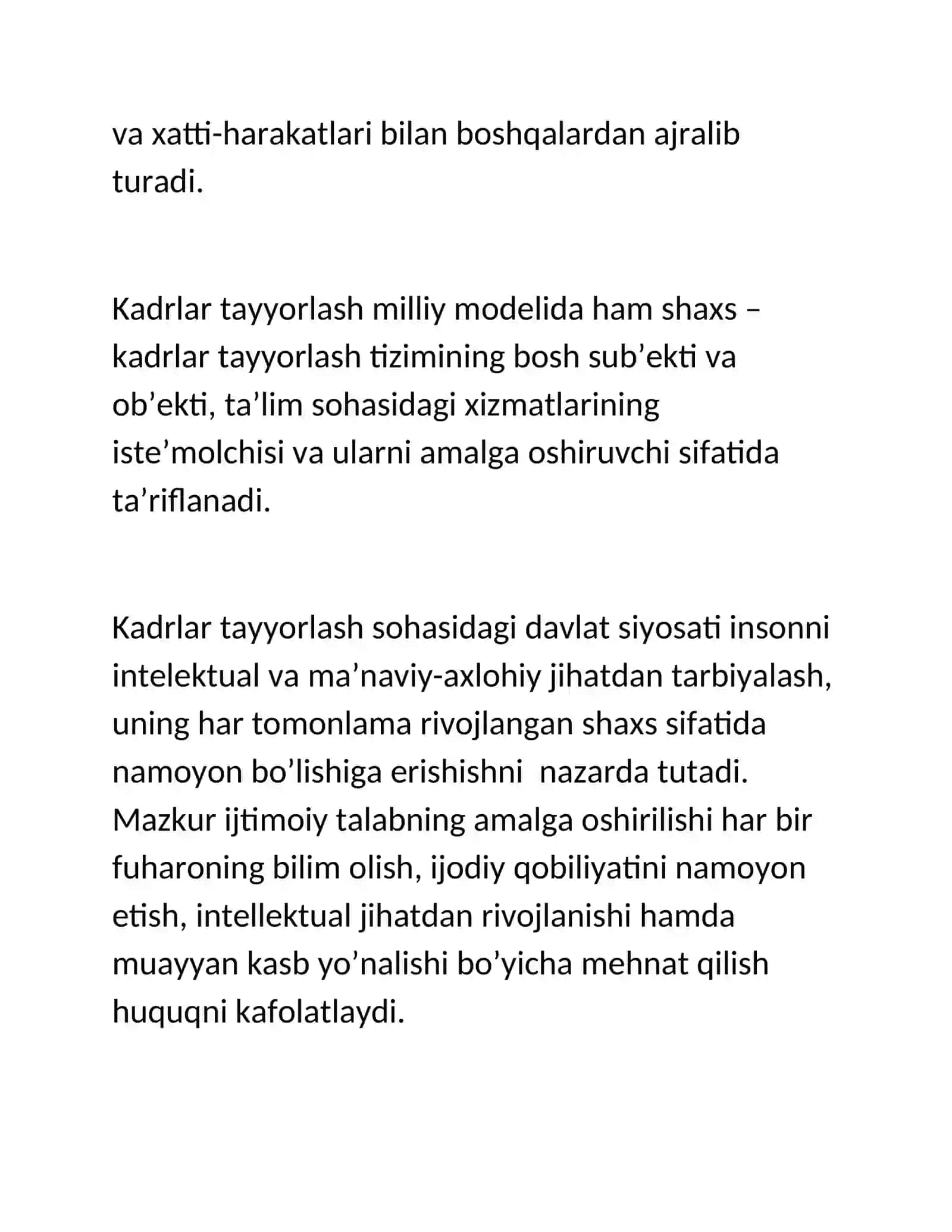Shaxs rivojlanishi, tarbiyasi va ijtimoiylashuvi 3